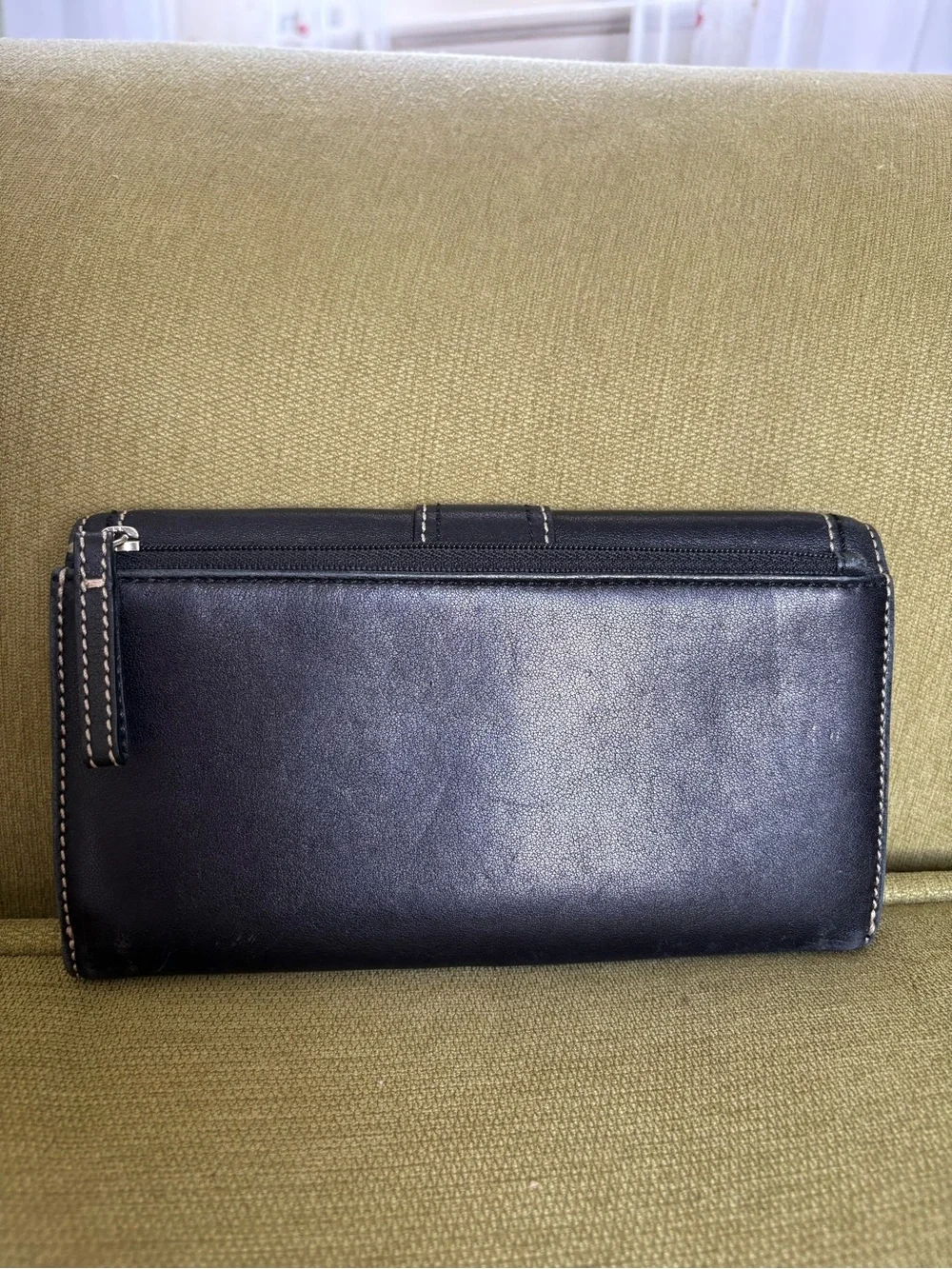 Coach Black Leather Wallet with Silver-Tone Buckle